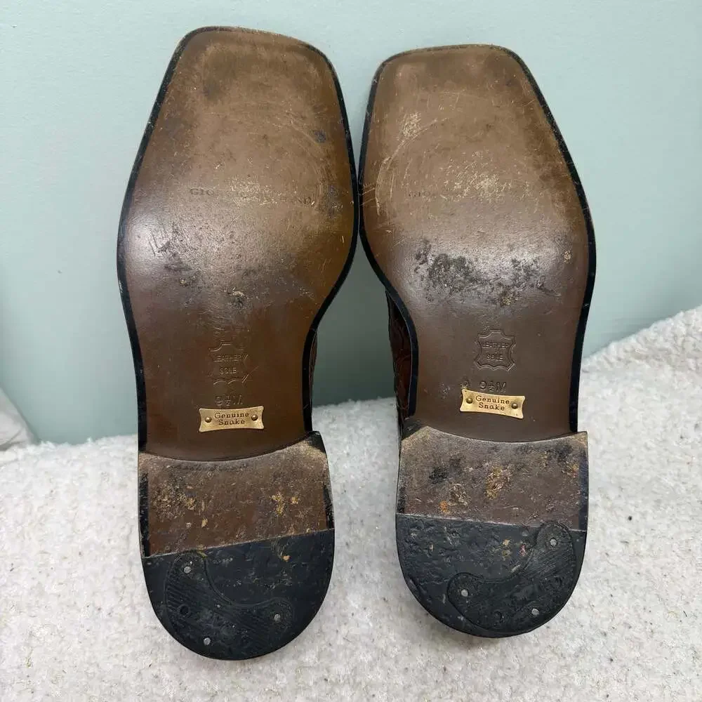 Giorgio Brutini Brown Two-Tone Genuine Snake Skin Square Toe Lace-Up Dress Shoes
